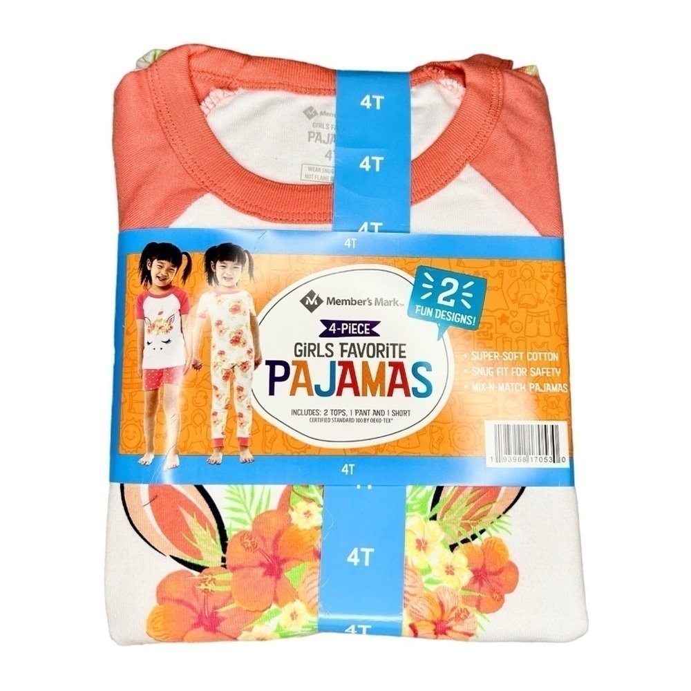 Member's Mark Girl's 4-Piece Snug Fit Mix-N-Match Favorite Pajamas Set - Picture 7 of 10